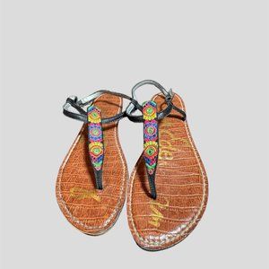 Sam Edelman bombay multi mirror fabric gigi t strap sandal 7.5